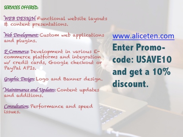 Web-Designing Service - aliceten.com - Contact us and save 10%